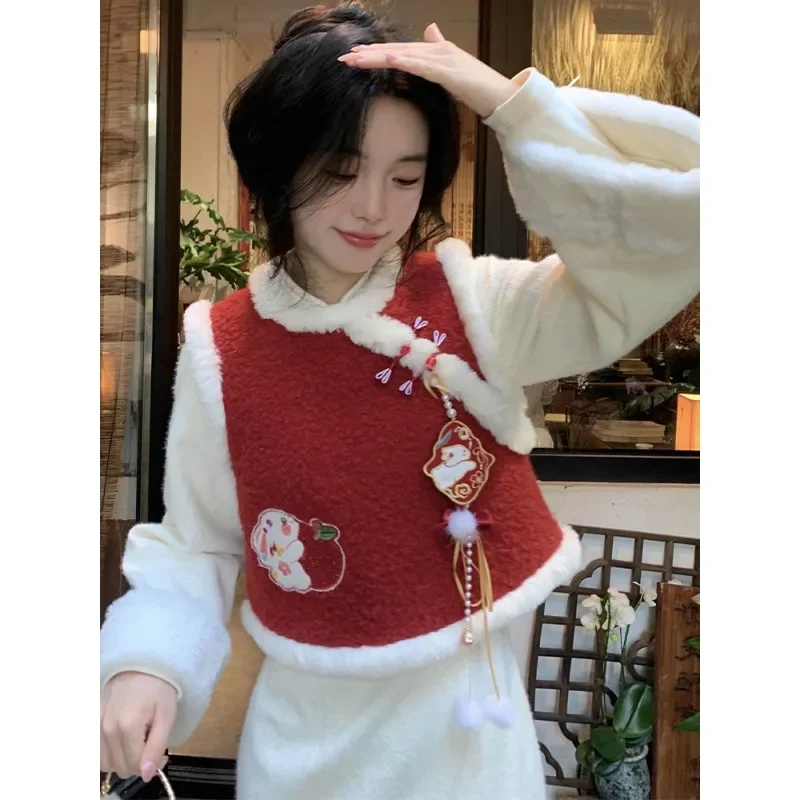 Xgoth комплект платьев в китайском стиле с воротником-стойкой и разрезом