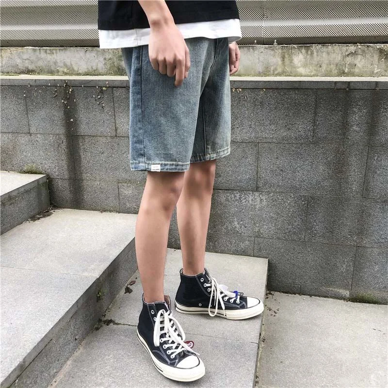 Blue Denim Shorts Summer Men's Loose Fashion Jeans Handsome Straight Trousers Thin Five Point Pants Male Bottoms Plus Size S-3XL