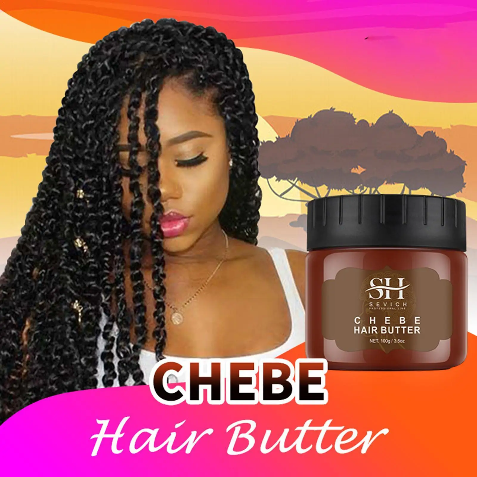 

100g Africa Traction Alopecia Chebe Hair Butter Moisturize Natural Treatments Root Grow Hair Protect Hair Hair Loss Strong K8O7