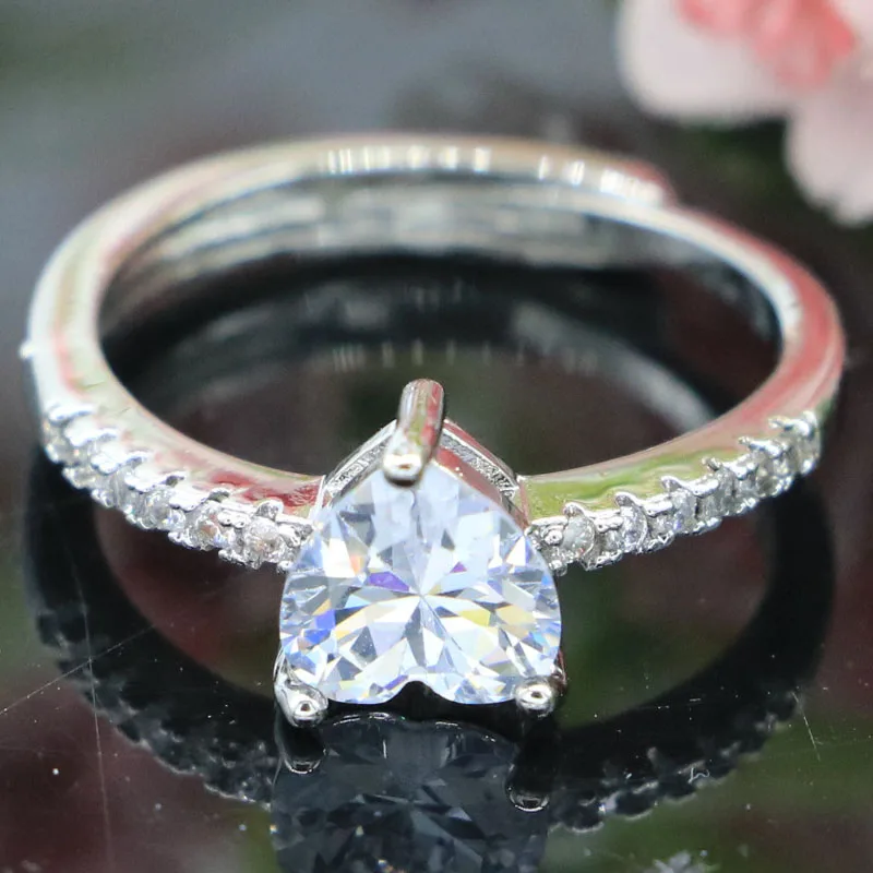 

8x7mm Lovely Cute AAA+ Bright White Cubic Zircon Engagement Fine Jewelry Silver Rings Minimalist style