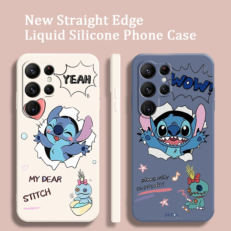 

Lilo Stitch Cartoon Art Cute Liquid Rope Phone Case For Samsung Galaxy S22 S21 S20 FE S10 Note 20 10 Plus Lite Ultra 5G Funda