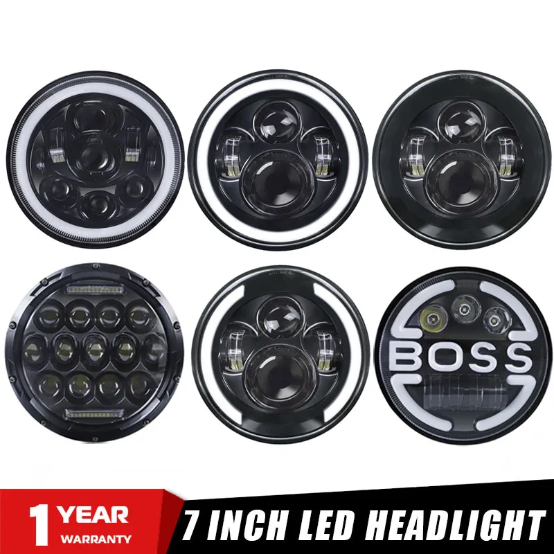 

2pcs 7 Inch Round LED Headlights DRL Hi/Lo Beam Halo Angle Eye headlamp For Jeep Wrangler JK LJ TJ CJ For Lada Niva 4X4 Uaz