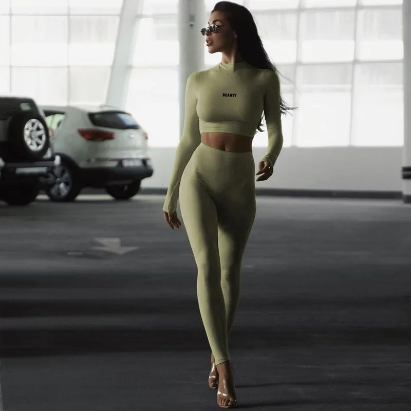 

Женский Модный облегающий костюм для йоги, осень 2022, рубашка с длинными рукавами и штаны в пупок