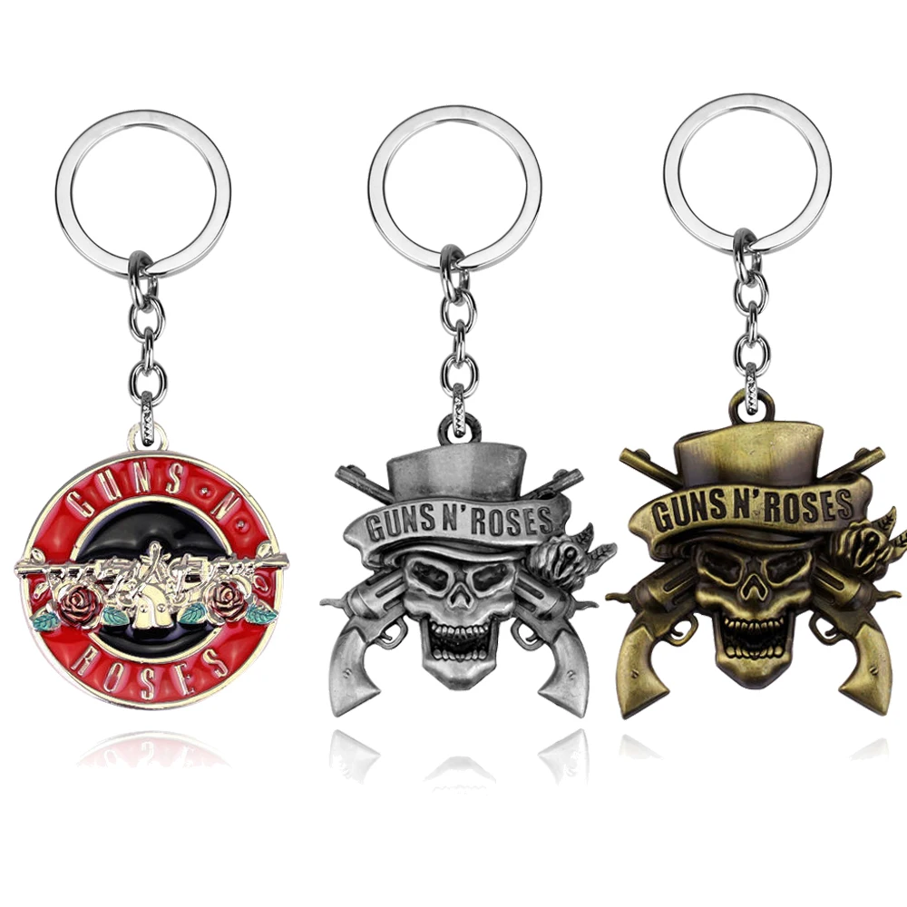 

Guns N Roses Rock Band Keychain Music Band GnR Metal Keyring Key Chains Car Bag Key Ring Key Holder Chaveiro Jewelry