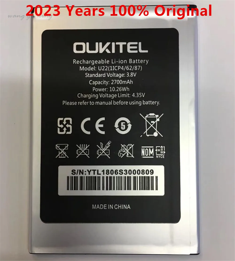 

100% Original new Oukitel U22 Battery 2700mAh Backup Battery Replacement For Oukitel U22 Mobile Phone