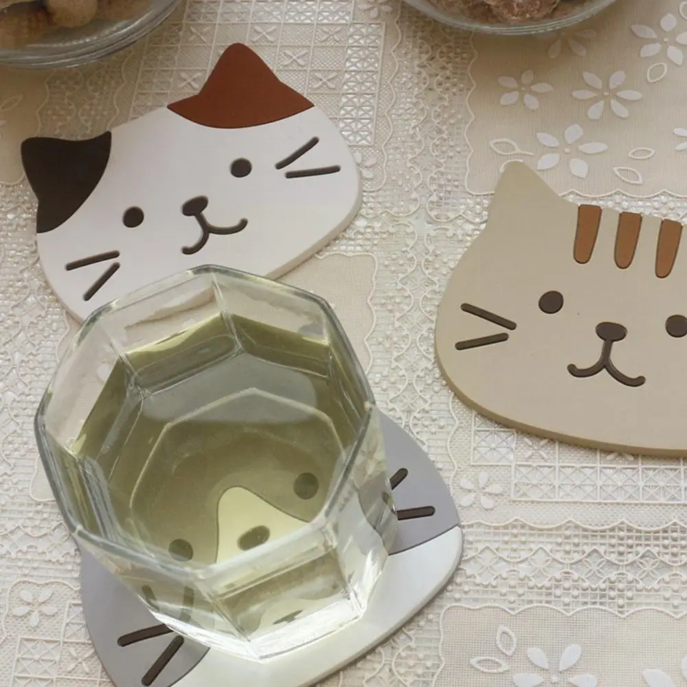 Креативный милый мультяшный котенок подставка ПВХ теплоизоляционный коврик Нескользящая силиконовая подставка Водонепроницаемая Z0T0