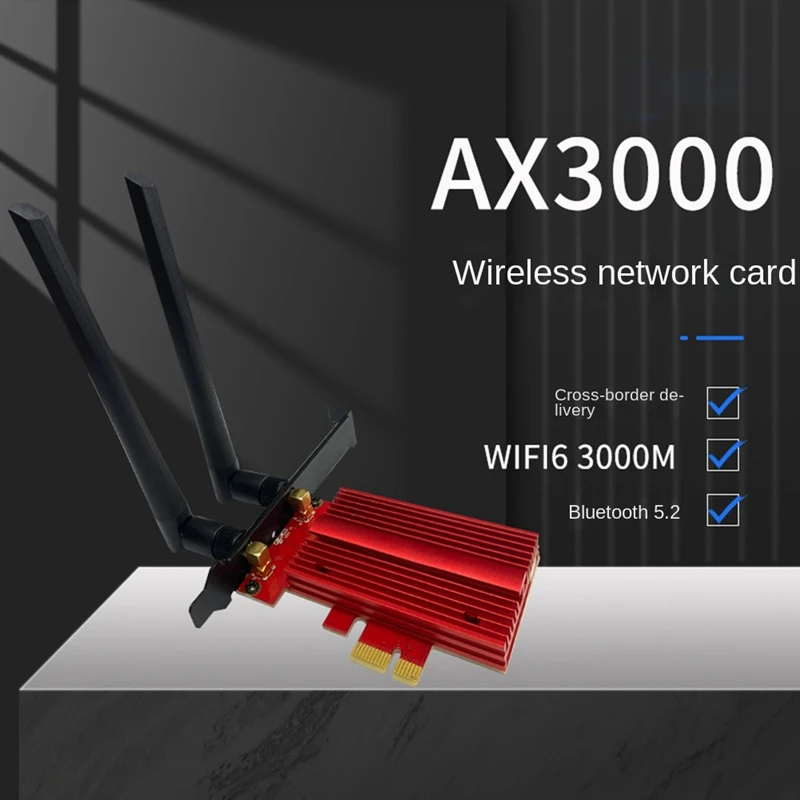 

AX3000 PCI-E Wifi6e Wireless Network Card Tri-Band Bluetooth 5.2 Network Card Office Game Wireless Network Card 120 X 87 X 58MM