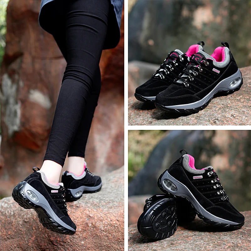 JIEMIAO Women Mountain Shoes Outdoor Hiking Shoes Camping Climb Footwear Breathable Walking Footwear Anti-slip Zapatos