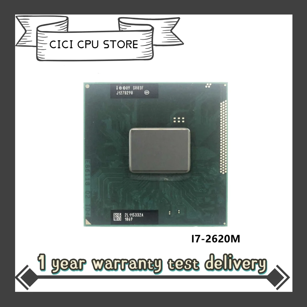 

Intel Core i7-2620M i7 2620M SR03F 2.7 GHz Dual-Core Quad-Thread CPU Processor 4M 35W Socket G2 / rPGA988B