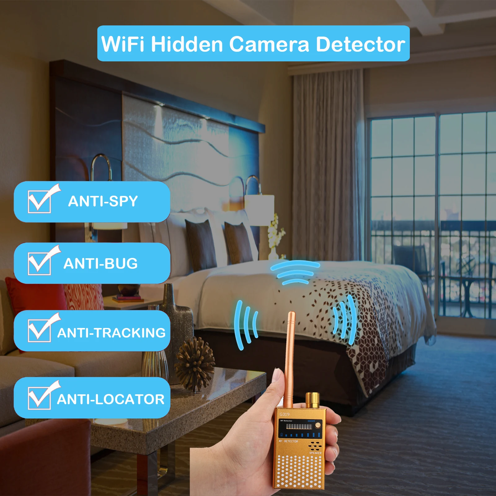1MHz-6.5GHz Multi-function Anti spy Detector Hidden Camera GSM Audio Bug Finder GPS Tracker Signal lens RF Detect Spy Gadgets enlarge