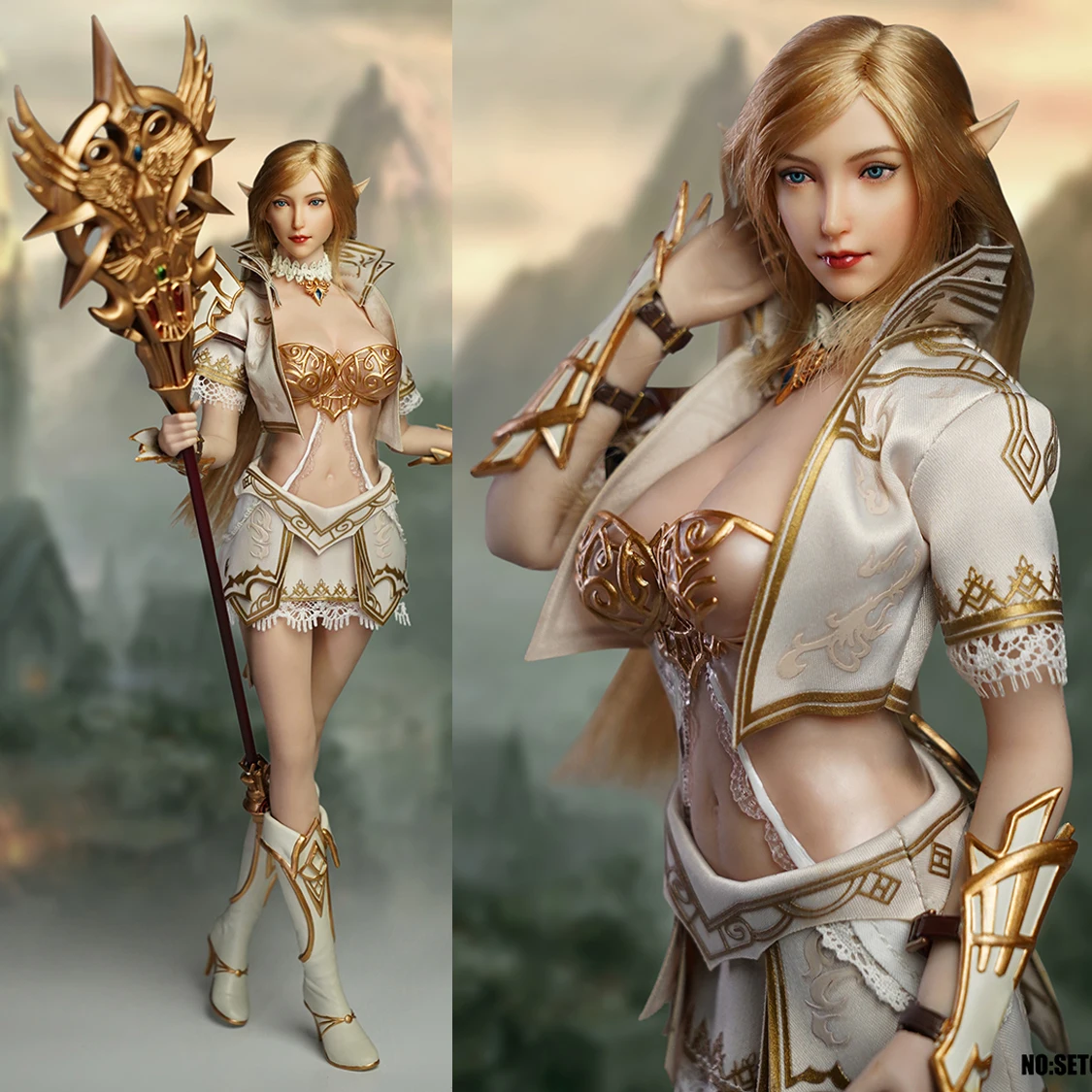 

1/6 SUPER DUCK SET043 Female Fairy Elf Head Sculpt and Clothes Accessories Model Fit 12'' Action Figure Body Hobby Collection