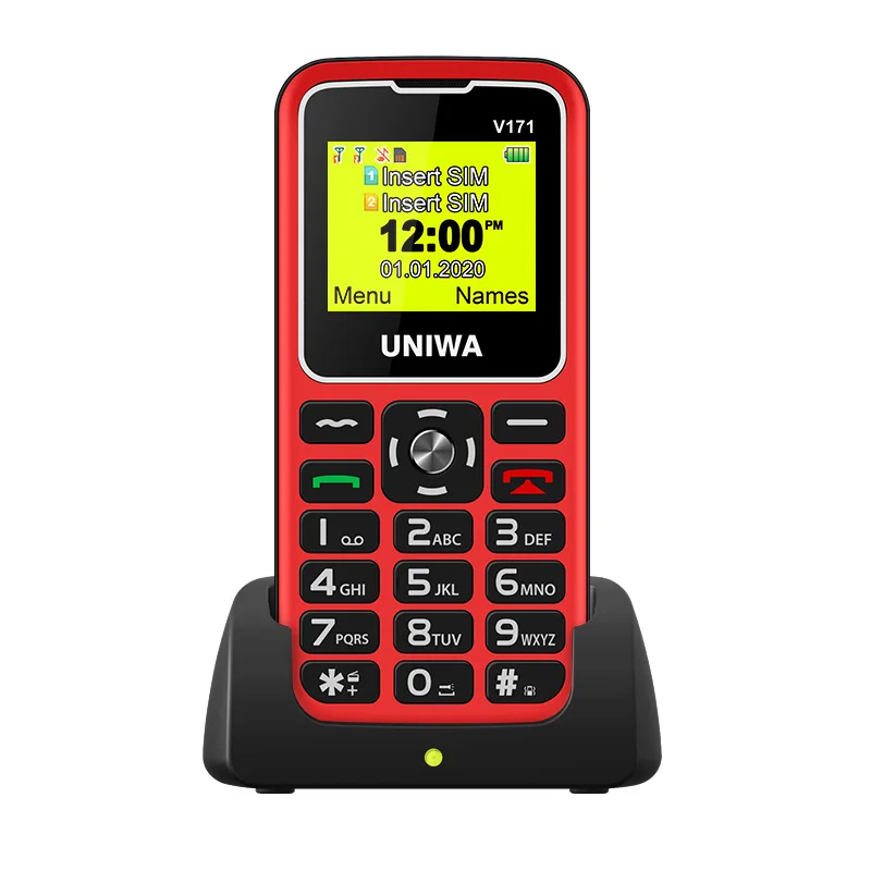 UNIWA V171 Feature Phone 2G GMS Big Button MobilePhone 1.77 Inch Dual SIM Dual Standby Cellphone for Elderly 1000mAh Big Battery