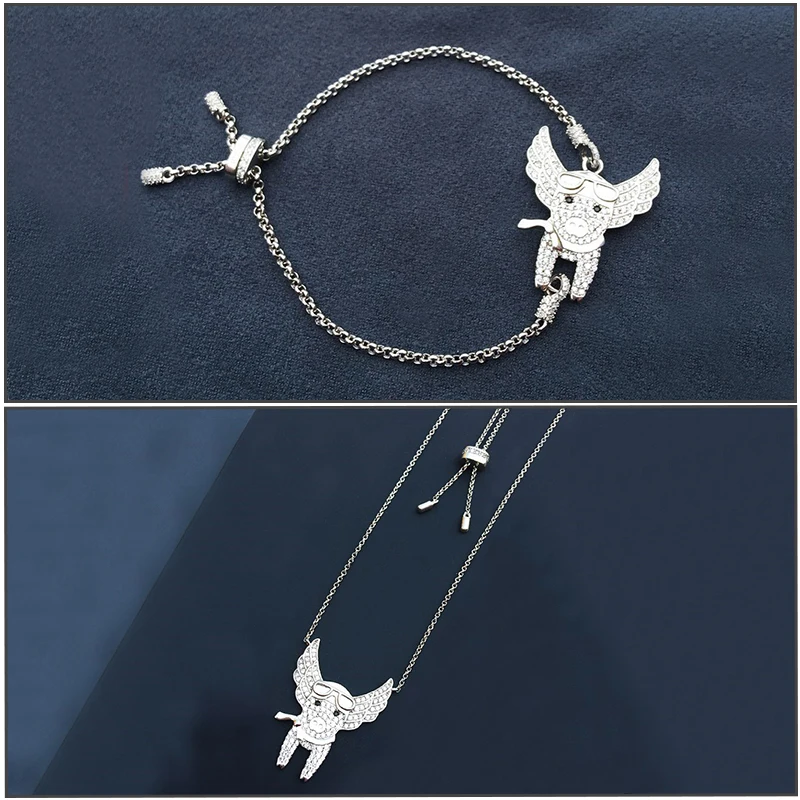 

Женский Регулируемый браслет из серебра 925 пробы, в виде свиньи