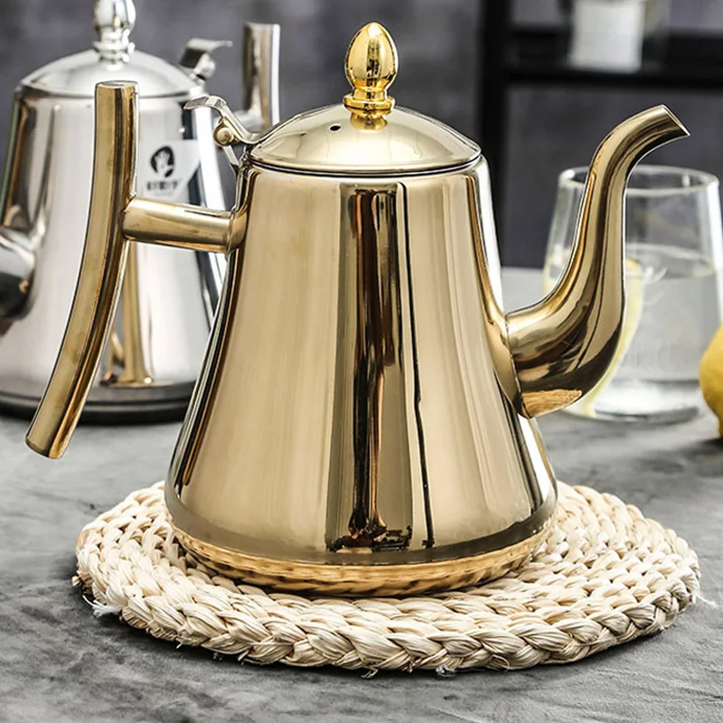 

1L/1.5L/2L Stainless Steel Tea Pot with Filter Thick Induction Cooker Tea Kettle Hotel Restaurant Coffee Kettle Kitchen Tool