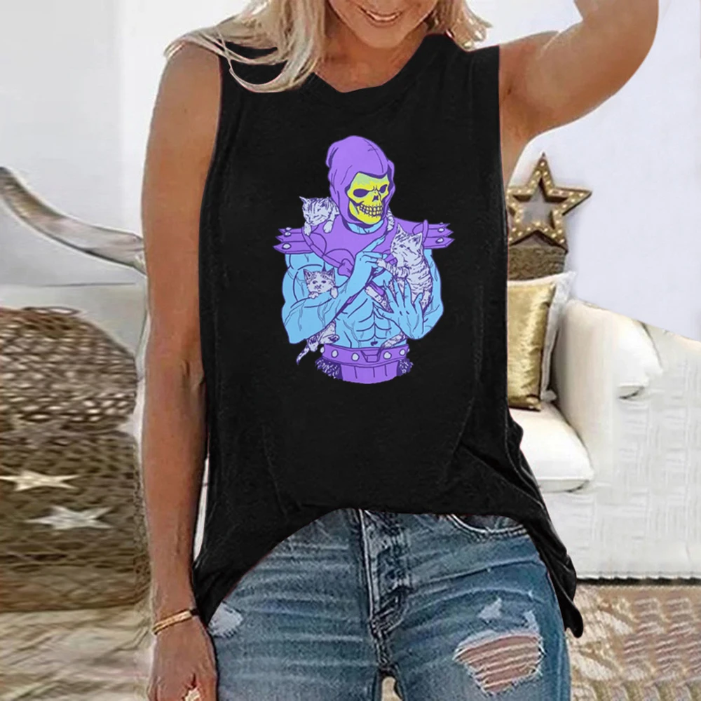 

Rheaclot Skeletor Masters Women's Graphic Funny Summer Cotton Tank Top