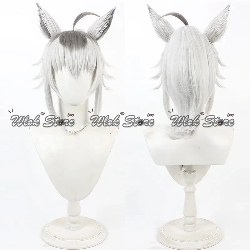 Фото Парик для косплея Oguri Cap из аниме Pretty Derby, серо-белые волосы, с ушками и хвостом лошади, для Хэллоуина, вечеринок, карнавалов, ролевых игр №4