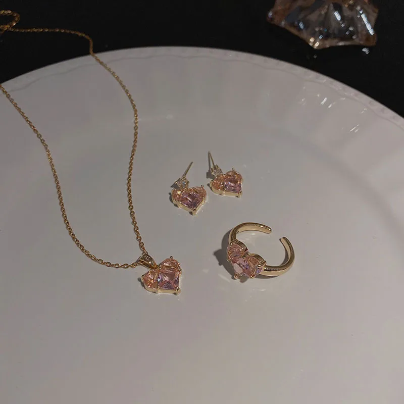 Новое Трендовое уникальное элегантное изящное хрустальное ожерелье с розовым