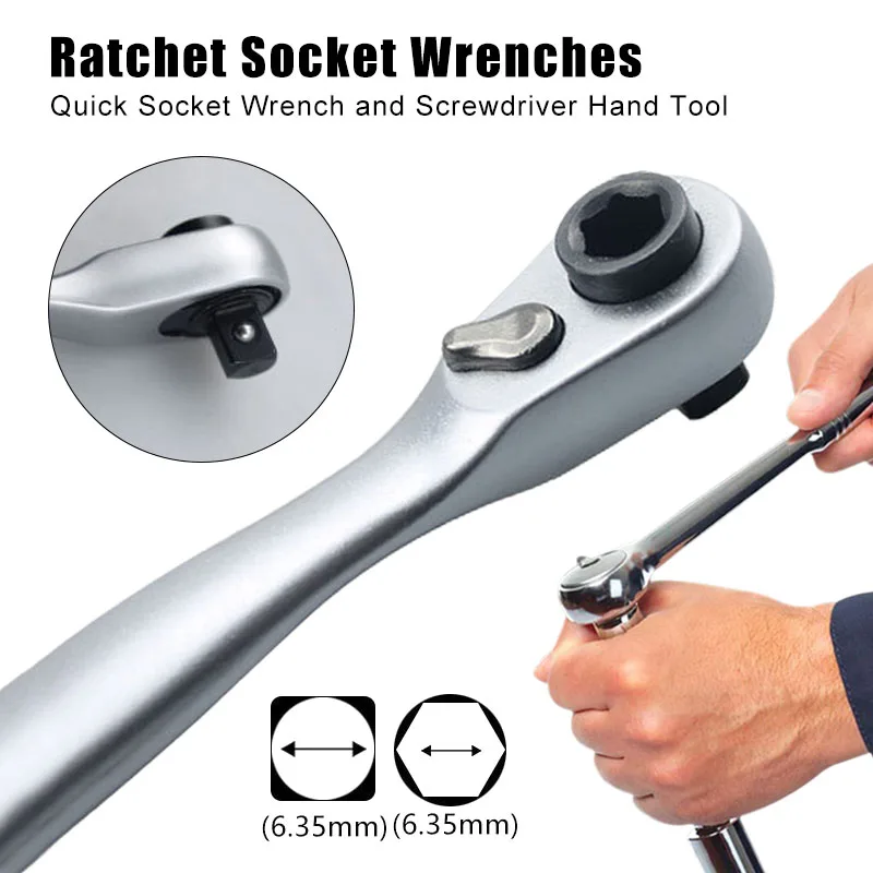 

1/4” Made in Japan Ratchet Socket Wrenches Screwdriver Hex Torque Wrenches Set Quick Socket Wrench and Screwdriver Hand Tool