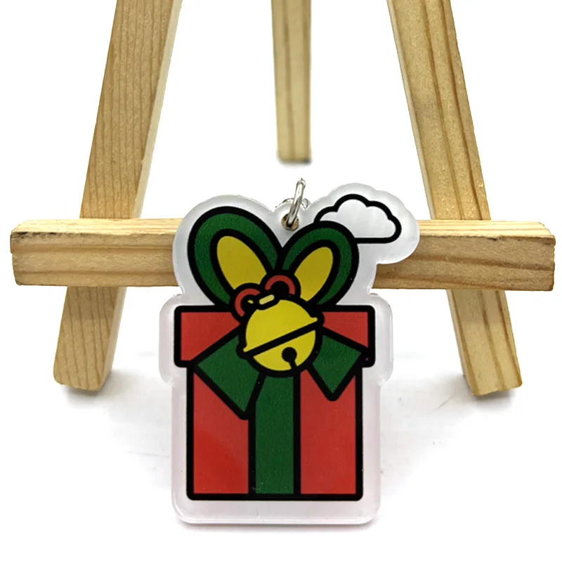 

Merry Christmas Tree Gift Men's and women's key chain accessories lovely bag pendant key ring layer transparent acrylic Pendant