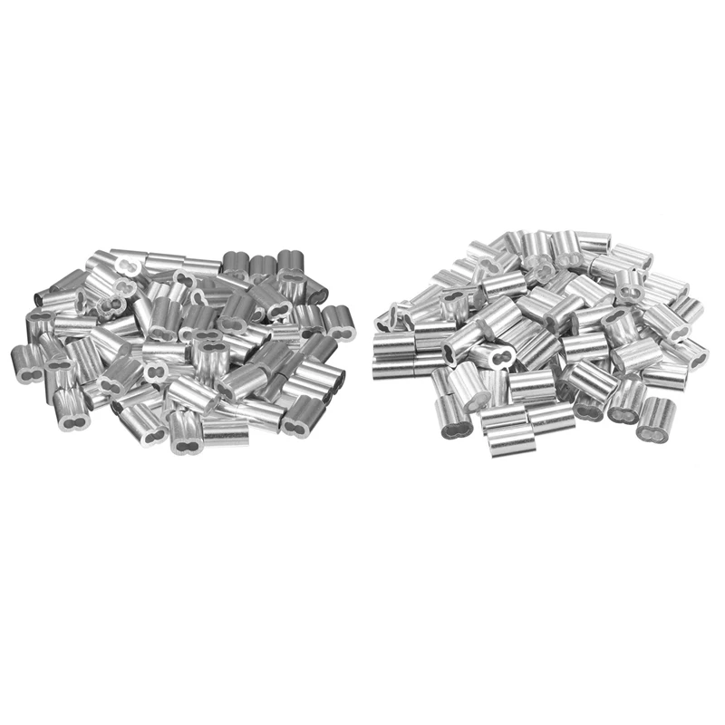 

200Pcs Diameter Wire Rope Aluminum Alloy Sleeves Clip Fittings Cable Crimps - 100Pcs 3/32 Inch (3.0Mm) & 100Pcs 5/64 Inch (2Mm)