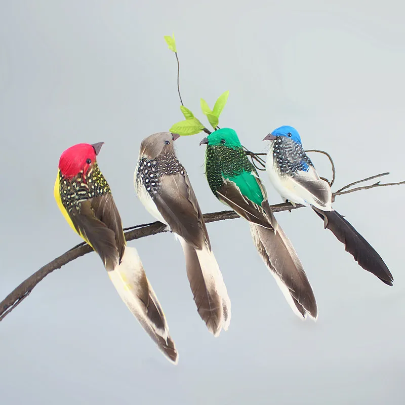 

2pcs Simulation Feather Birds Artificial Sparrow Birds Garden Yard Tree Decoration Fake Foam Birds Home Decor Photo Props