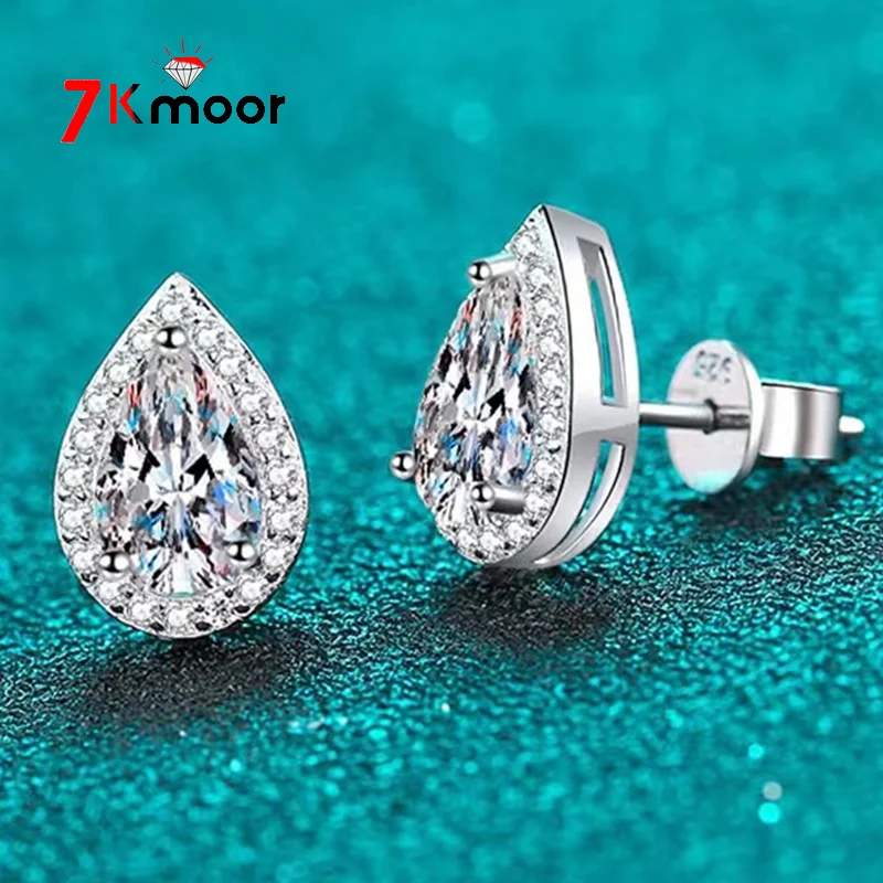 Женские серьги-гвоздики из серебра 925 пробы с цирконом