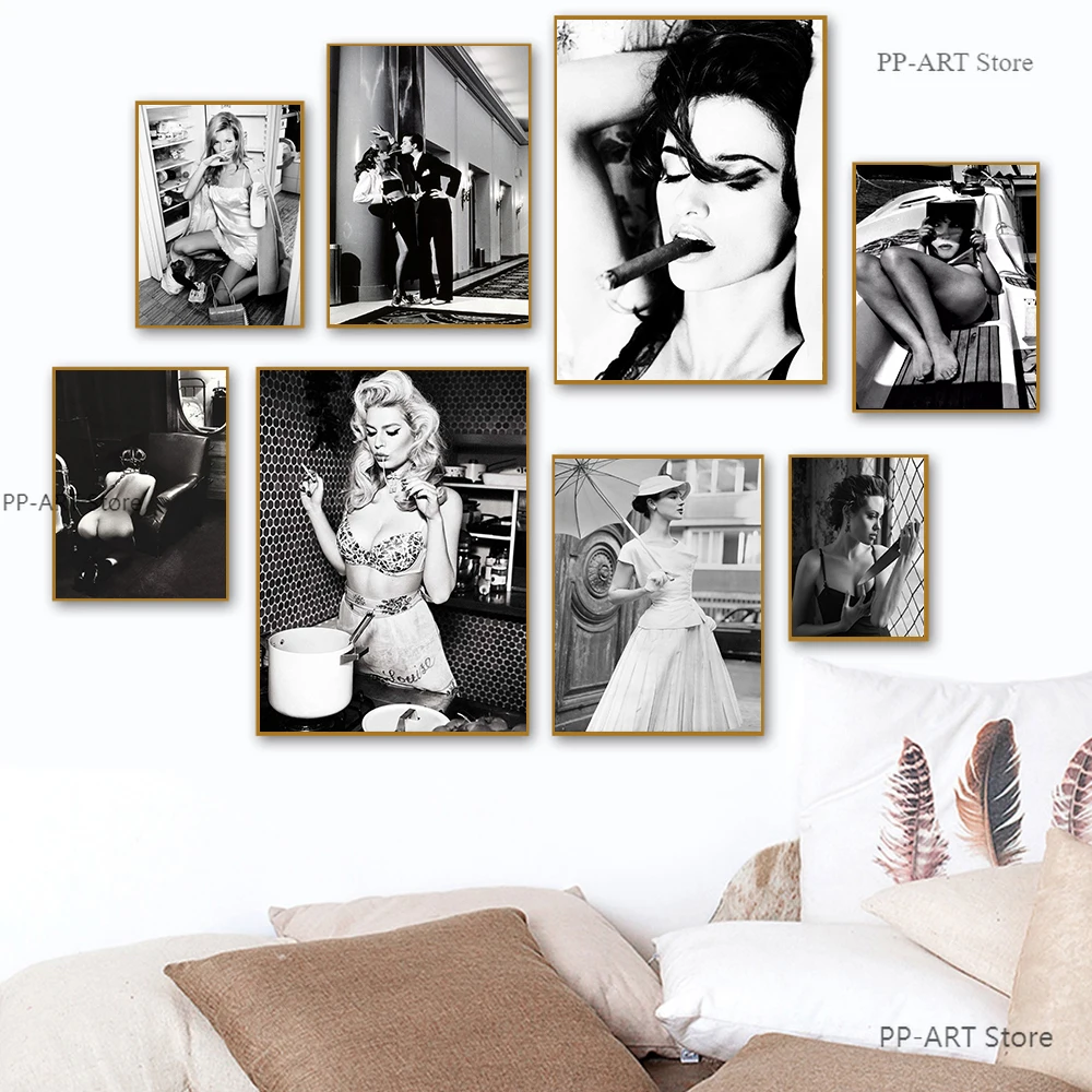 Wall Art Pictures Supermodel Kate Moss Nordic Retro Poster Canvas Print Gifts For Feminist Painting Fashion Living Room |