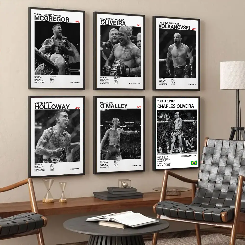 Современный стиль черно-белый U-ультимальный боевой чемпионат UFC плакат печать на