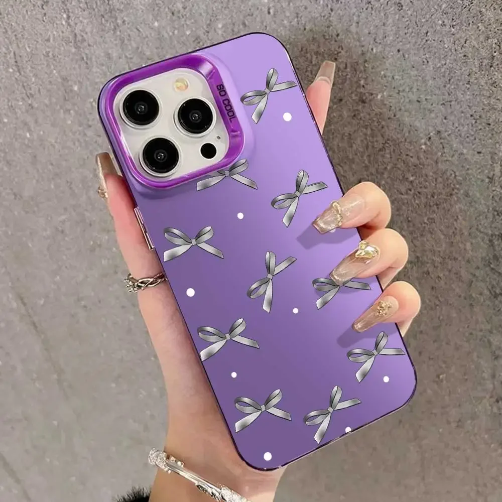 Чехол для Motorola Moto G04 G14 G84 5G G10 G20 G30 G04S G24 G34 G13 G23 G53 G22 E32S E22i Butterfly Knot Silver IMD телефона