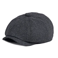 spring autumn newsboy cap for men women british style octagonal hat black tweed berets peaked cap male classic boina masculina