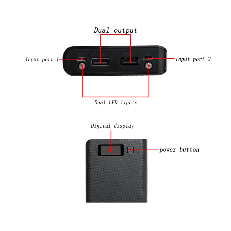 Внешний аккумулятор 5 В 2 USB-порта 8x18650 зарядное устройство мобильный телефон