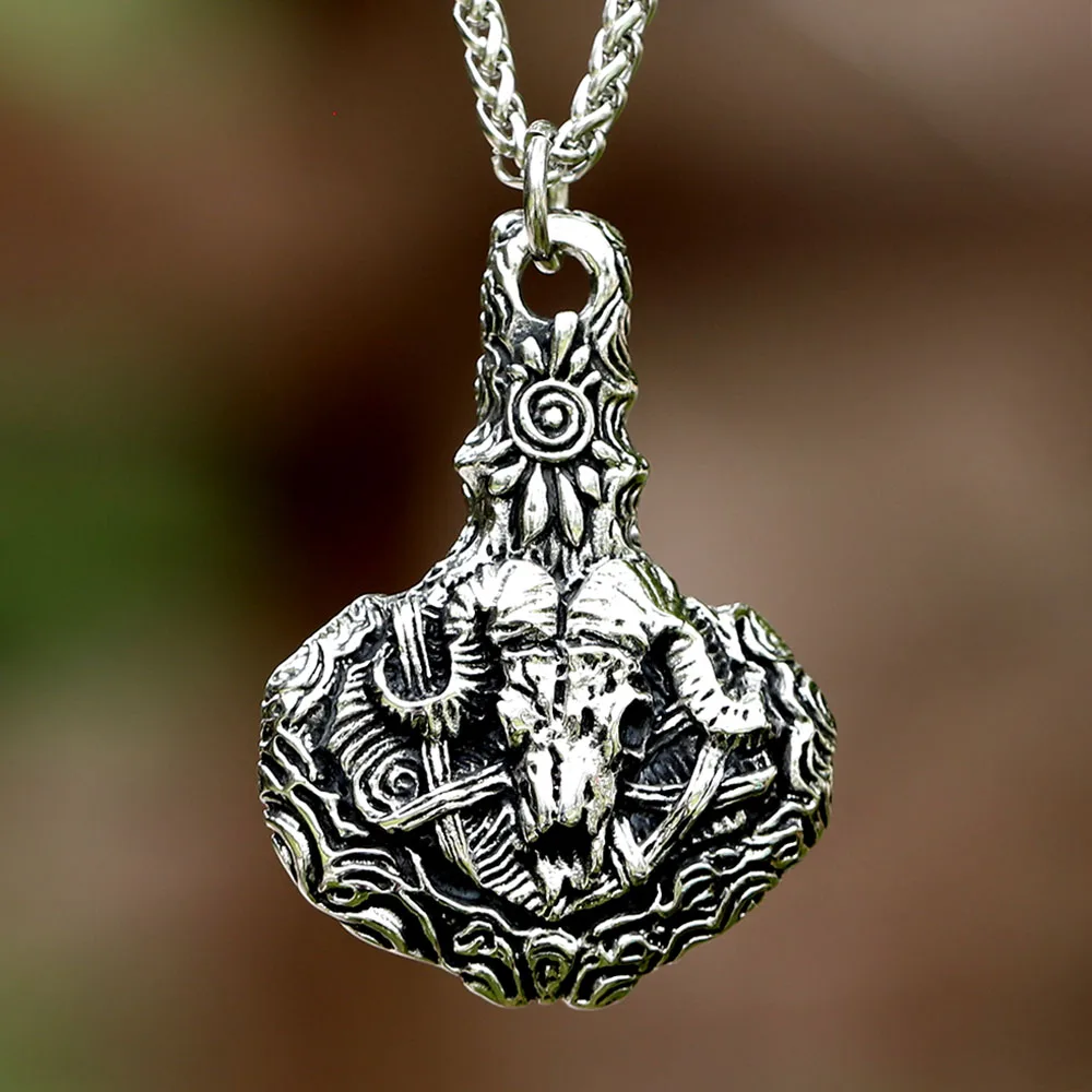 

2023 New Fashion 316L Stainless Steel Demon Satan Skull Sheep head Pendant For Men Punk Biker Unique Jewelry For Men Gift
