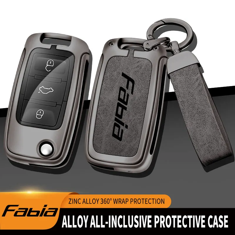 

Zinc Alloy Car Remote Key Case For Skoda Fabia Remote Control Protector For Škoda Fabia MK 1 2 3 Car Key Holder Car Accessories