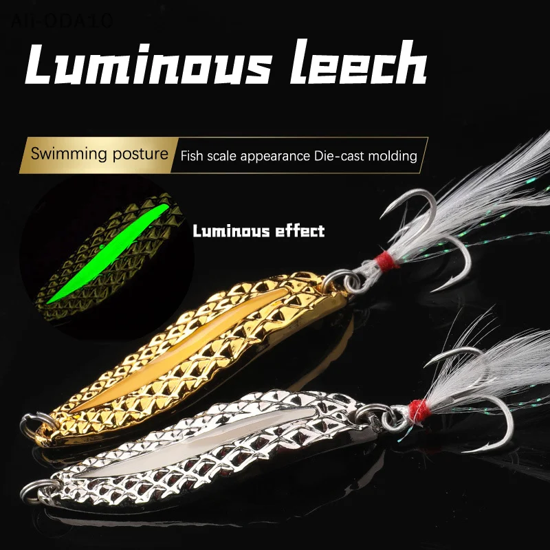 Фото 1 шт. светящиеся металлические блесны Vib Leech Spoon Lures 2,5 г 5 г 7 г 10 г 15 г 20 г искусственная приманка рыболовные снасти для окуня, щуки, окуня №3