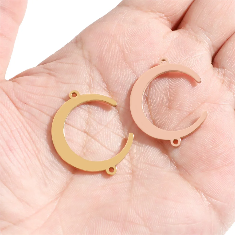 5PCS/lot Stainless Steel Moon Charms Pendants for Jewelry Making DIY Necklace Bracelet Moon Pendants Handmade Accessories