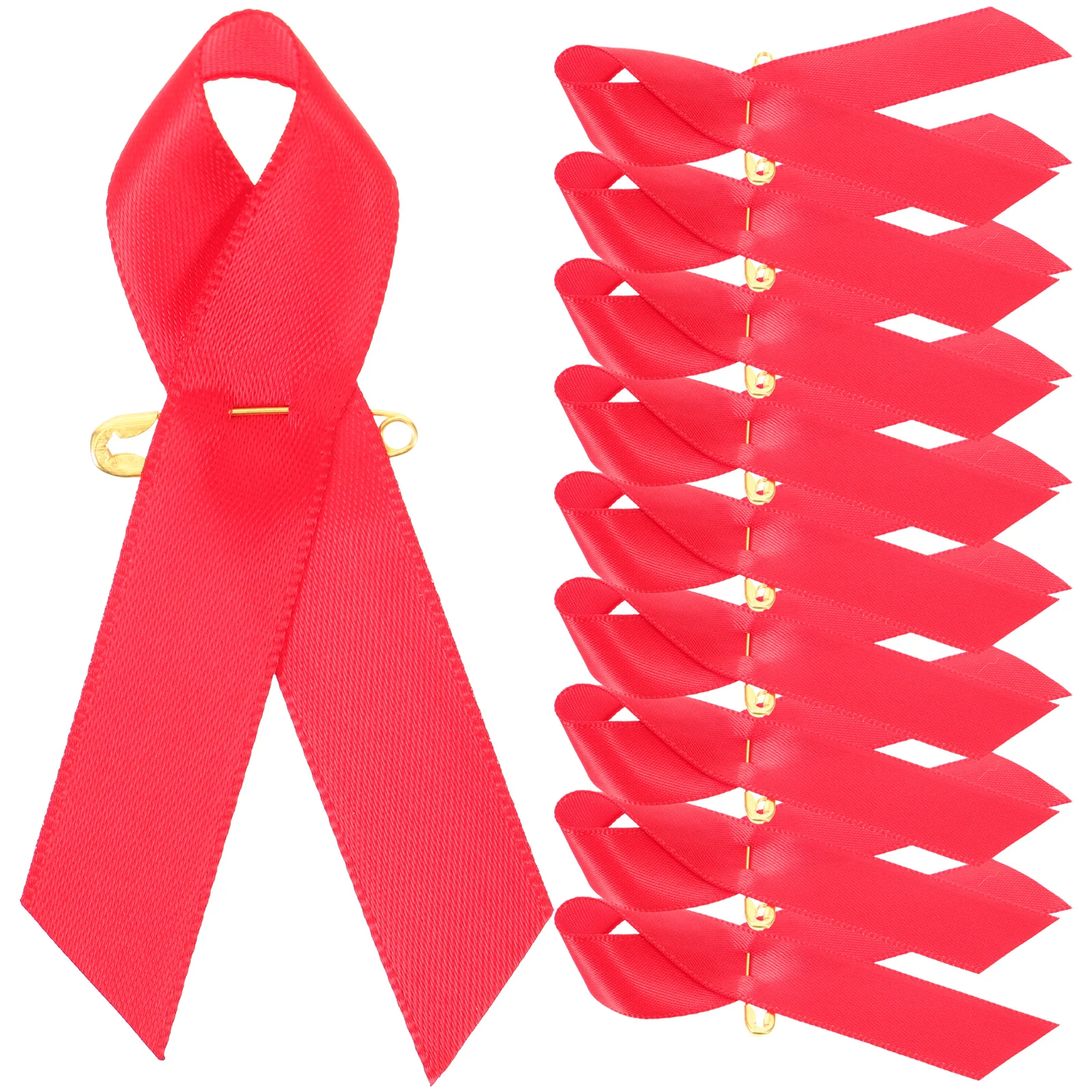 

50 Pcs Removable Ribbon Pin Red Portable Fundraising AIDS Decor Ribbons Reusable