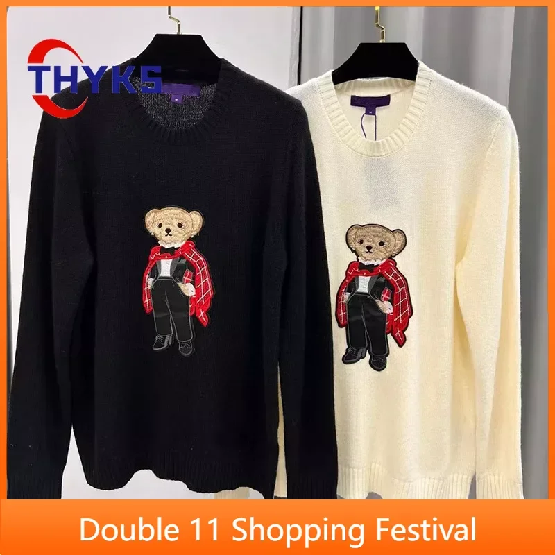 

Тяжелая промышленность вышитые свитера с маленьким медведем осенние женские тканевые теплые пуловеры мягкие высококачественные Топы зимние