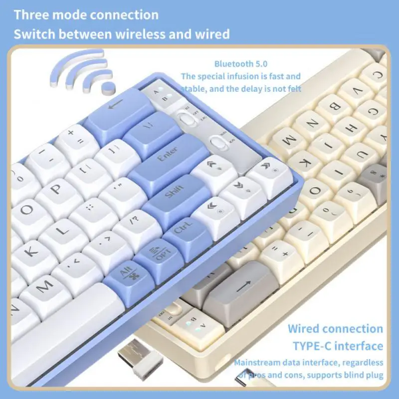 

Type-c Wired Gaming Keyboard Universal Cool Light 65 Keys 65 Keys Wireless Keyboard Ergonomics Laptop Accessories Three-mode
