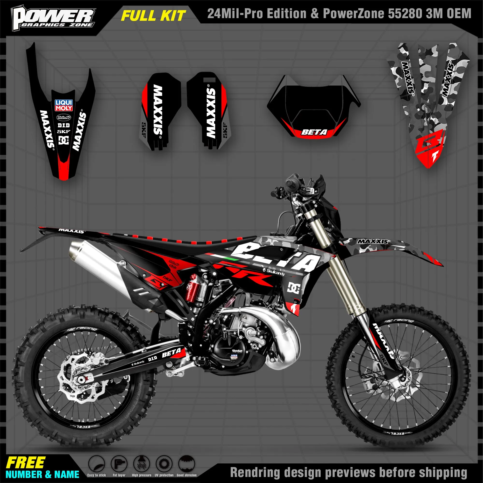 PowerZone Custom Team Graphic Decal & Sticker Kit For BETA 2020 2021 2022 RR RR-S 125 200 250 300RR 350 390 430 480 RR-S RX 013
