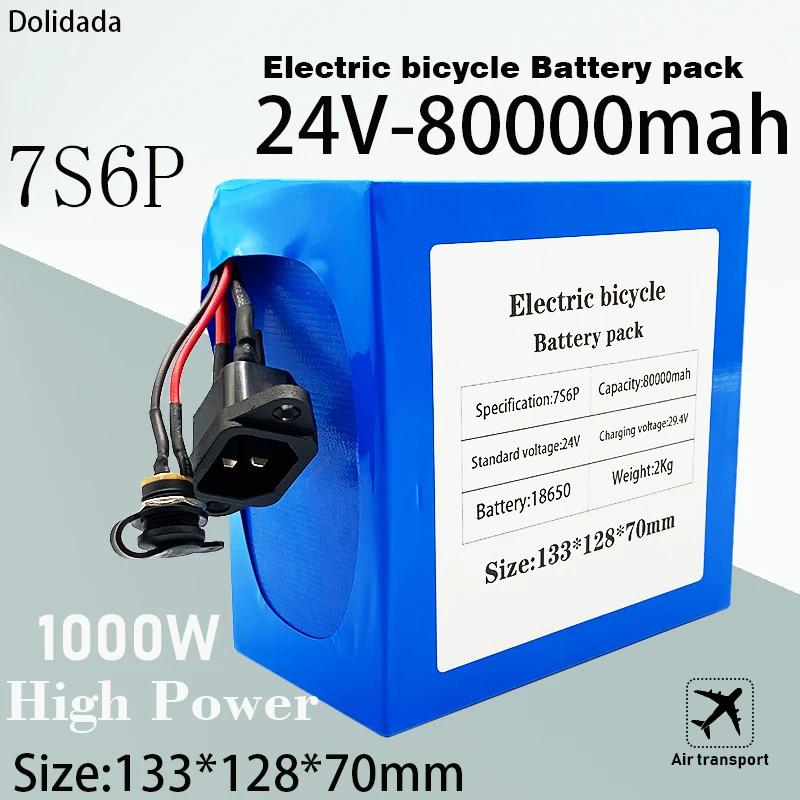 

New 7S6P 24V 80000mAh battery pack 1000W 29.4V 80000mAh lithium battery for wheelchair electric bicycle