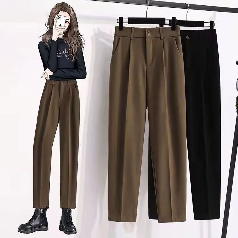 Office Ladies Suits Pants Women 2022 New Spring Autumn Back Elastic Band High Waisted Harem Elegant Casual Trousers