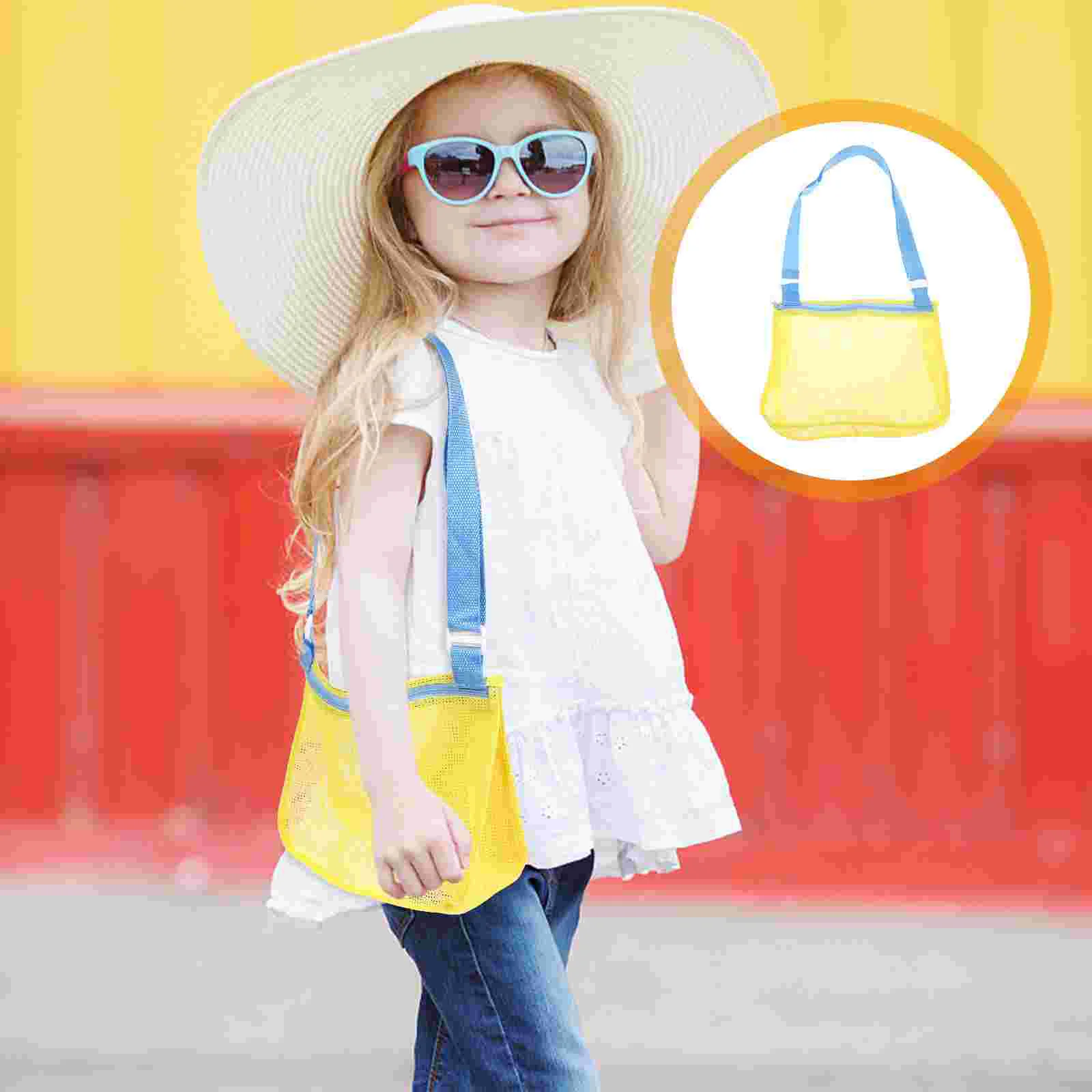 

Beach Shell Mesh Sea Toys Sand Kids Storage Grocery Collecting Travel The Shells Pouch Shower Picking Adjustable Straps Carrying