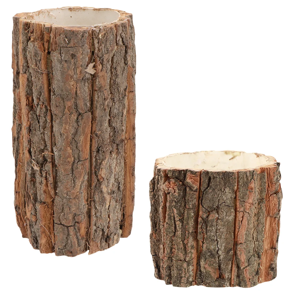 

Flower Pot Planter Bark Bucket Planters Wood Smallholder Plants Rustic Unfinished Wooden Flowerpots Succulent Container Bonsai