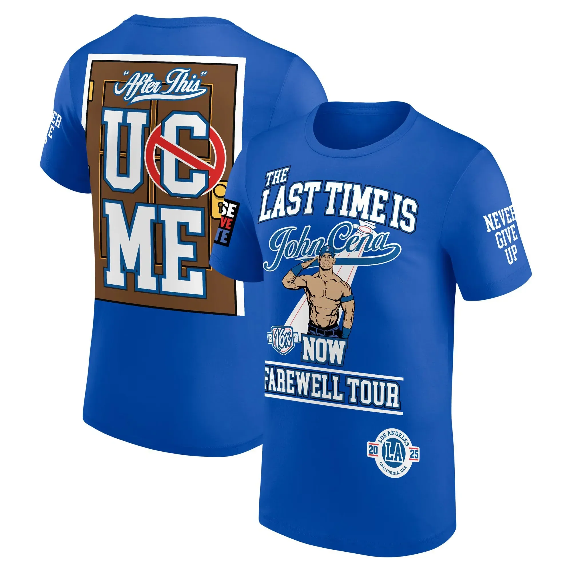 Фото Мужская синяя футболка John Cena Farewell Tour 2025 Los Angeles с коротким рукавом, мужские футболки, новинка 2025 года, детская одежда, топы, одежда №1