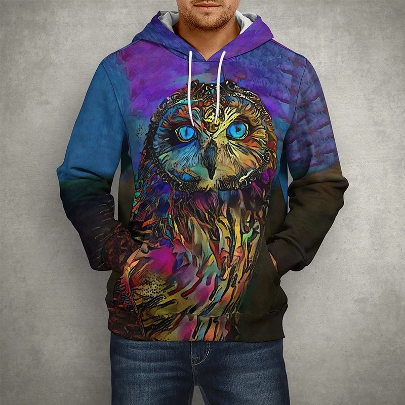 

Весна 2022, толстовки с 3D-принтом животных, совы, повседневные модные толстовки с длинным рукавом для мальчиков и девочек, для мужчин и женщин, крутые топы, одежда