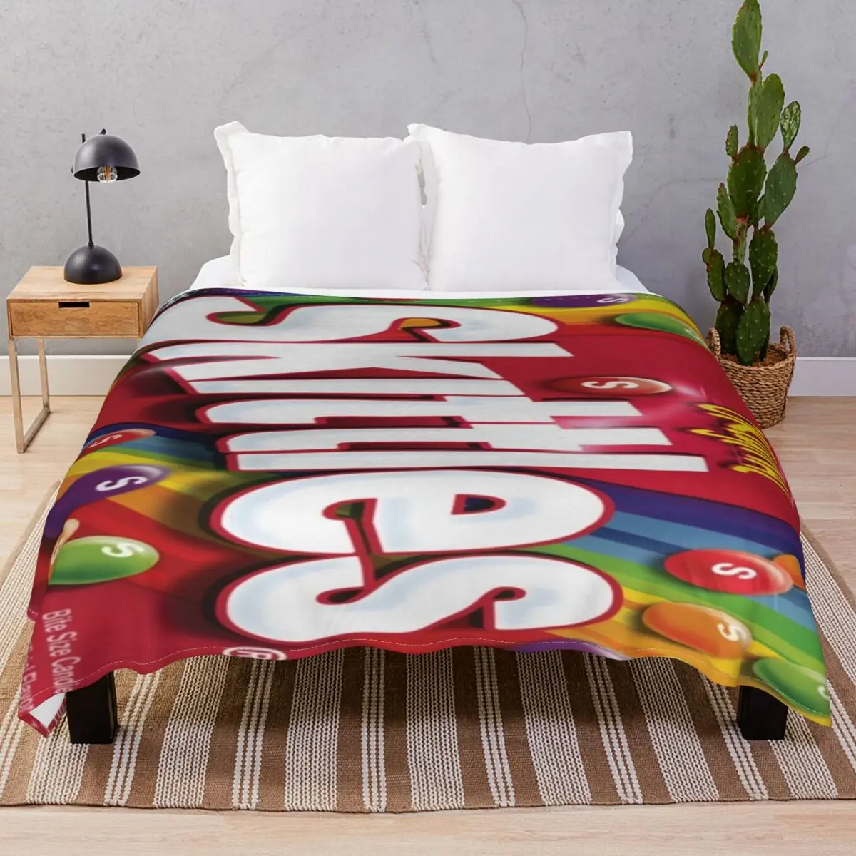 Skittles Blankets Flannel Winter Warm Throw Blanket for Bed Home Couch Camp Office