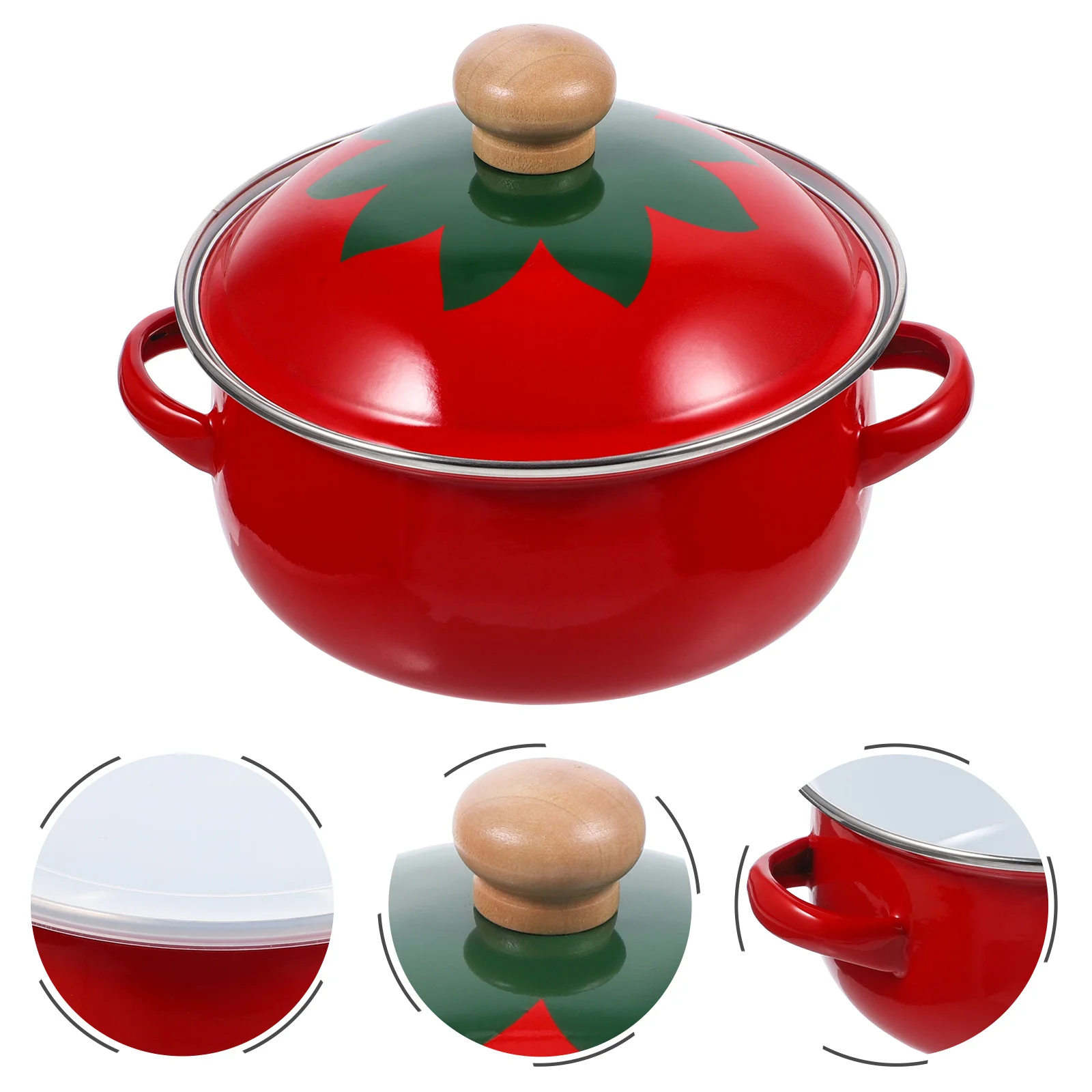 

Pot Cooking Stew Handle Stock Soup Delicate Retro Wear Household Double Two Vintage Portable Enamel Skillet Iron Cast Enameled