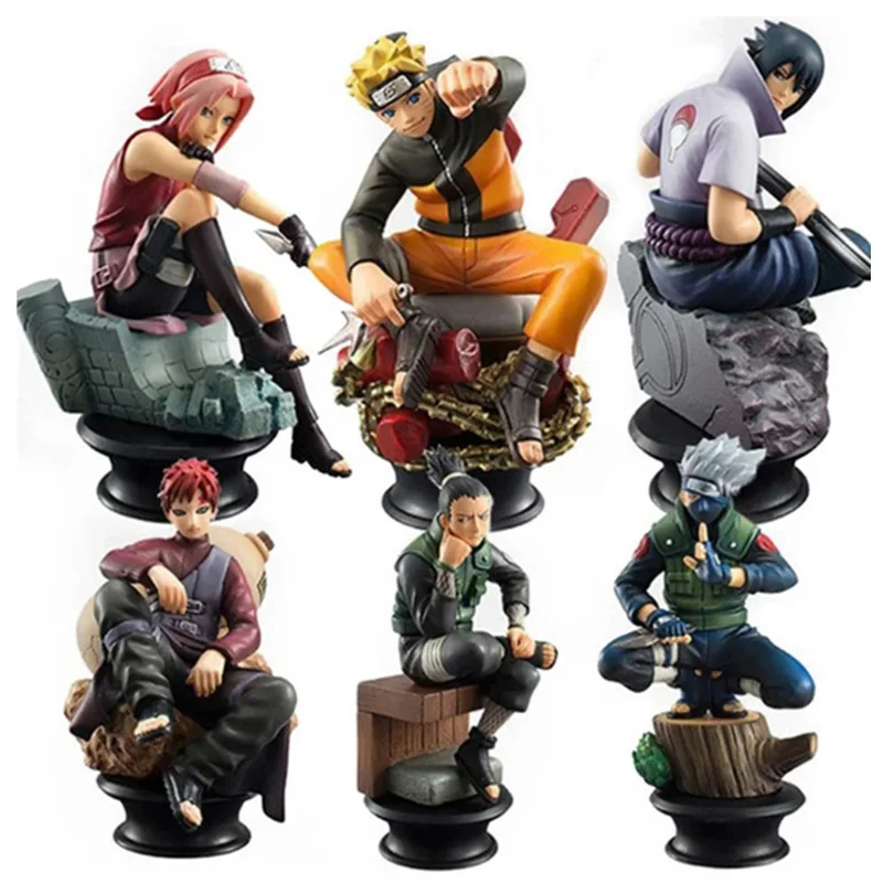 

6pcs/set Chess Naruto Sakura Action Figures Uchiha Gaara Kakashi Model PVC Anime Figurines for Decoration Collection Gift Toys