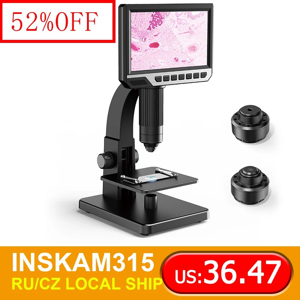 Цифровой микроскоп Inskam315 7-дюймовый IPS-экран высокой четкости промышленный