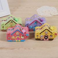 1pcs small cartoon house tinplate piggy bank childrens savings change coins bank money storage box birthday gift with lock
